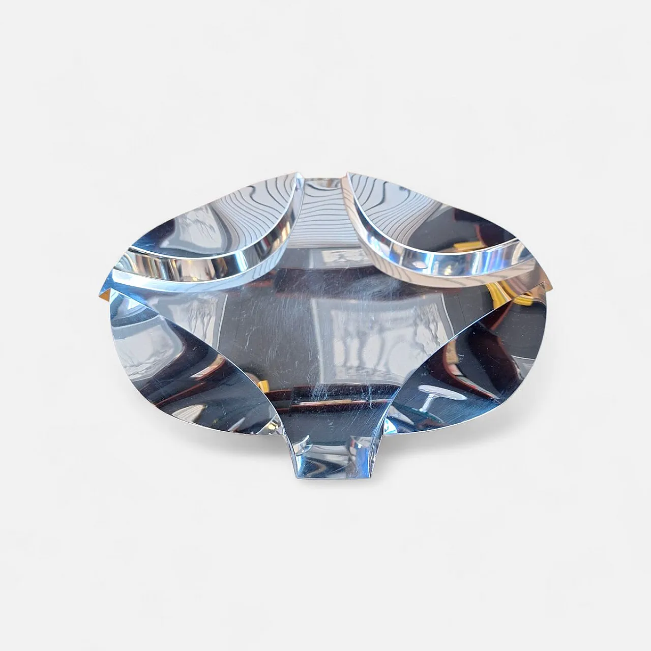 Piatto in acciaio di Enrico Panzeri per Robots Milano, anni '70 1