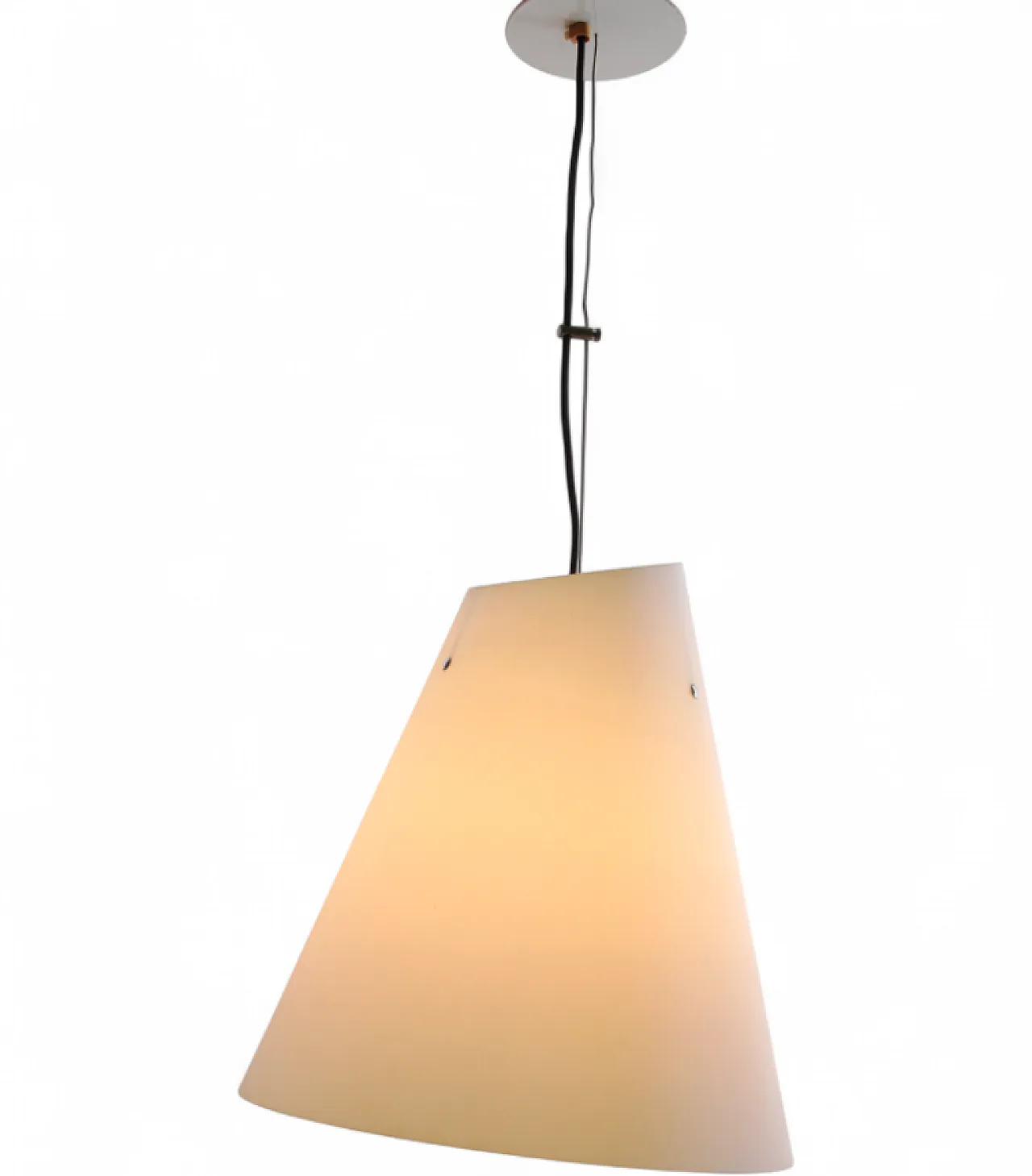 Lampada a sospensione in vetro incamiciato, anni '70 12