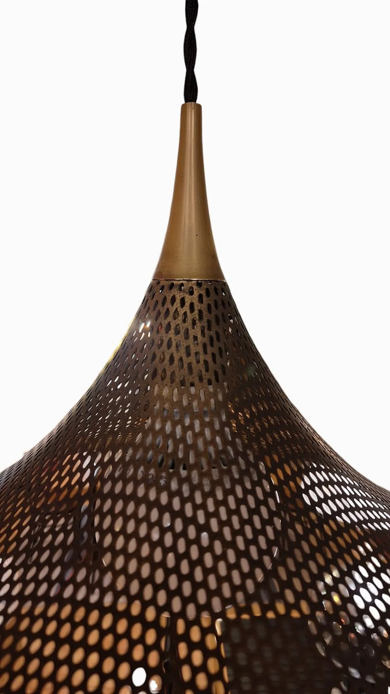 Pendant lamp in pierced brass in the style of Pilastro, 1960s 3