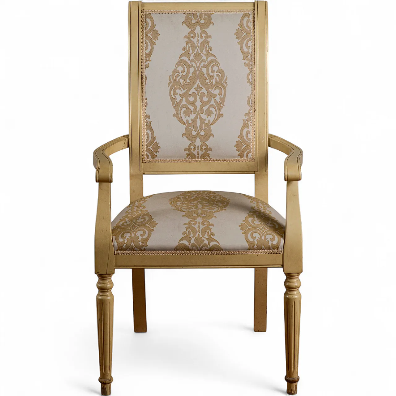 Poltrona classica verniciata con tessuto damascato, '800 6