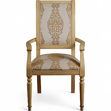 Poltrona classica verniciata con tessuto damascato, '800