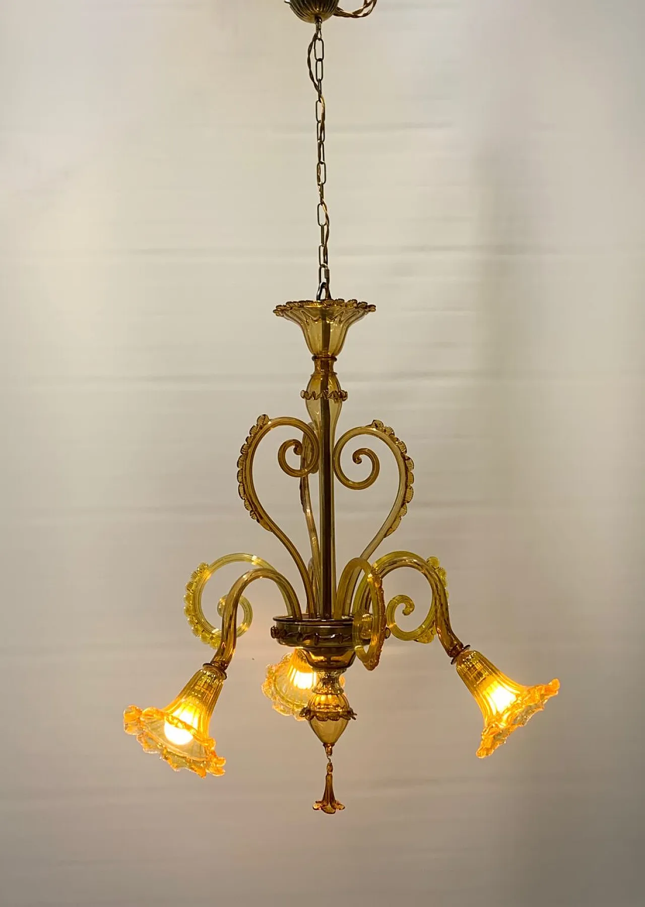 Lampadario in vetro di Murano attribuito a Galliano Ferro, anni '30 1