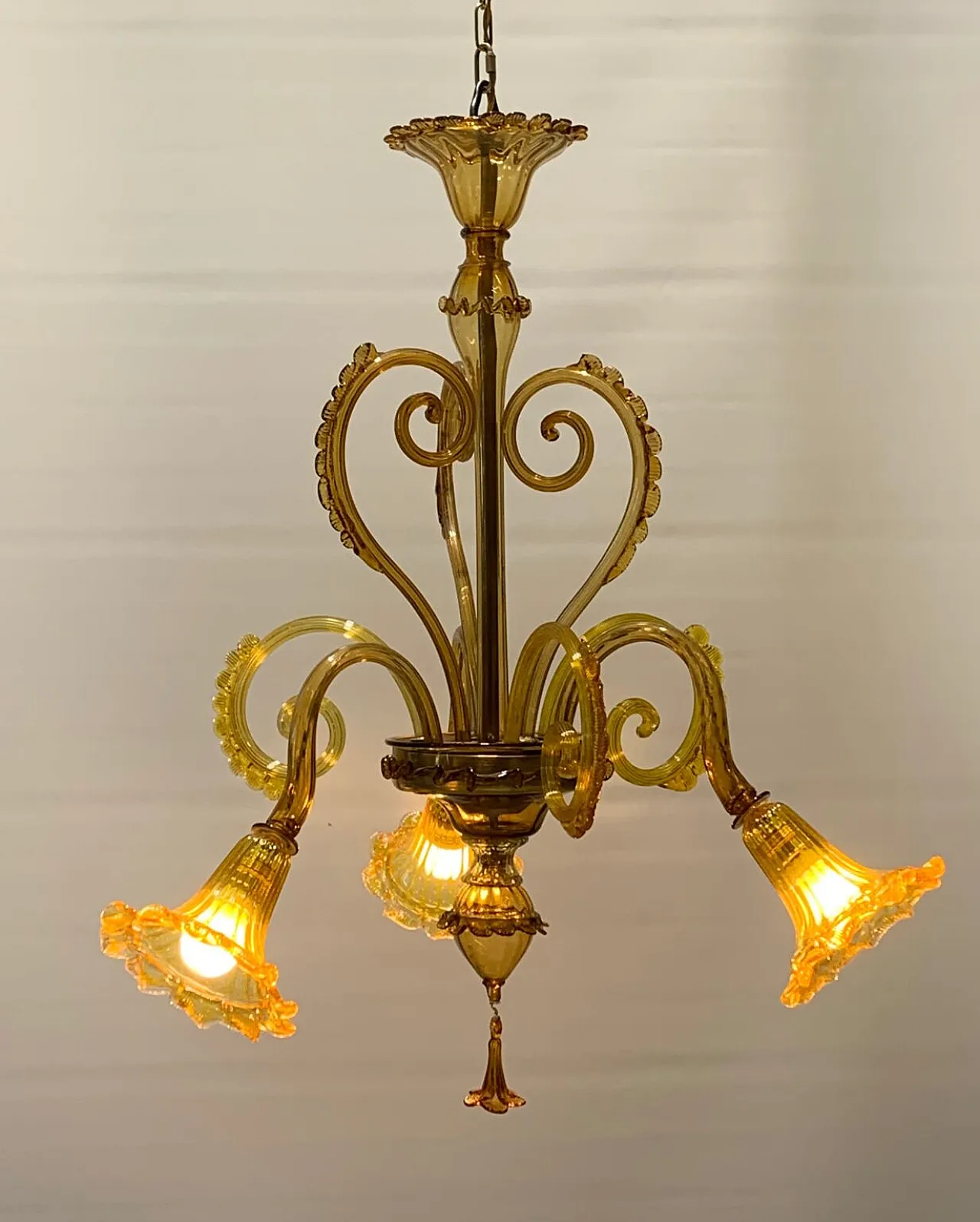 Lampadario in vetro di Murano attribuito a Galliano Ferro, anni '30 2