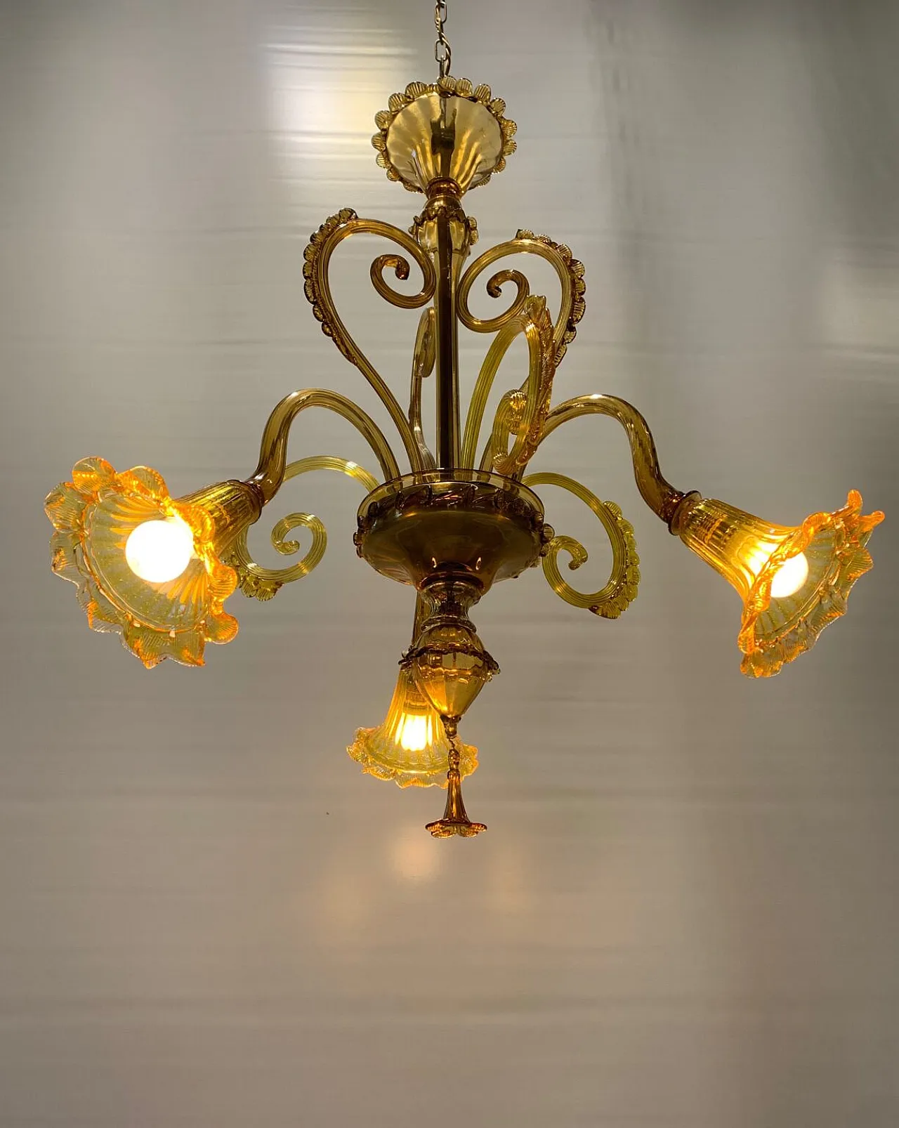 Lampadario in vetro di Murano attribuito a Galliano Ferro, anni '30 3