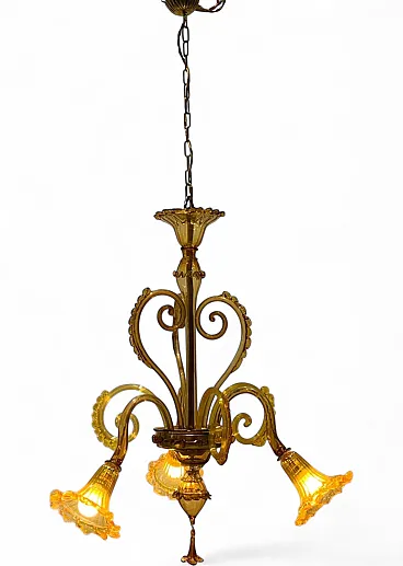 Lampadario in vetro di Murano attribuito a Galliano Ferro, anni '30