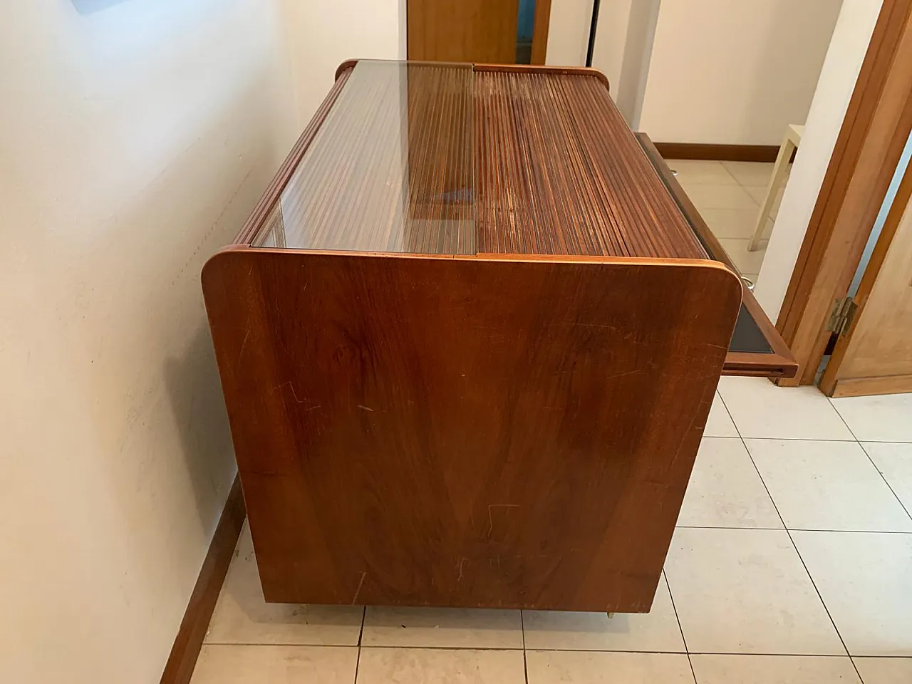 Rolling shutter desk 804 by Frattini for Bernini, 1960s 1