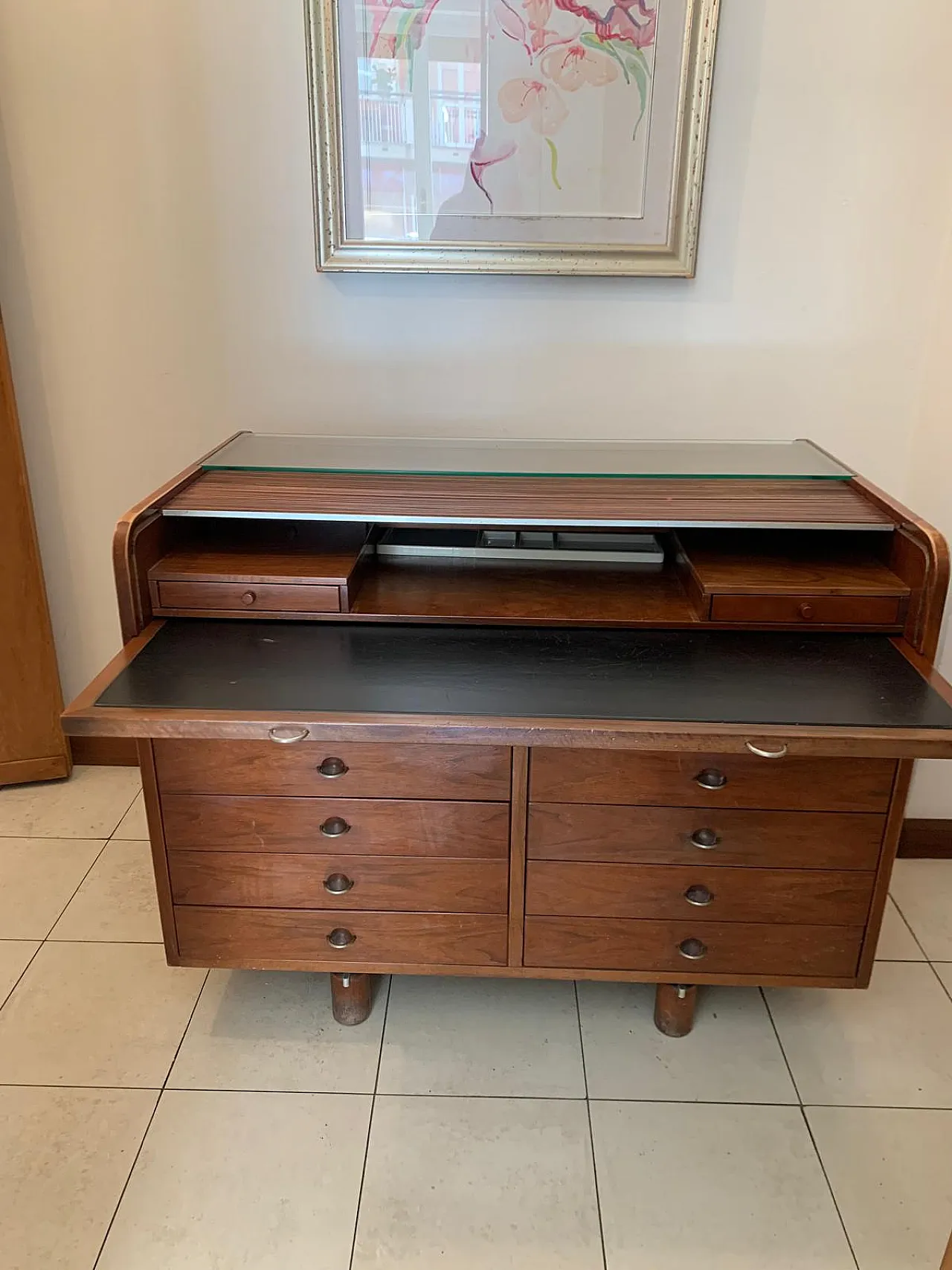 Rolling shutter desk 804 by Frattini for Bernini, 1960s 4