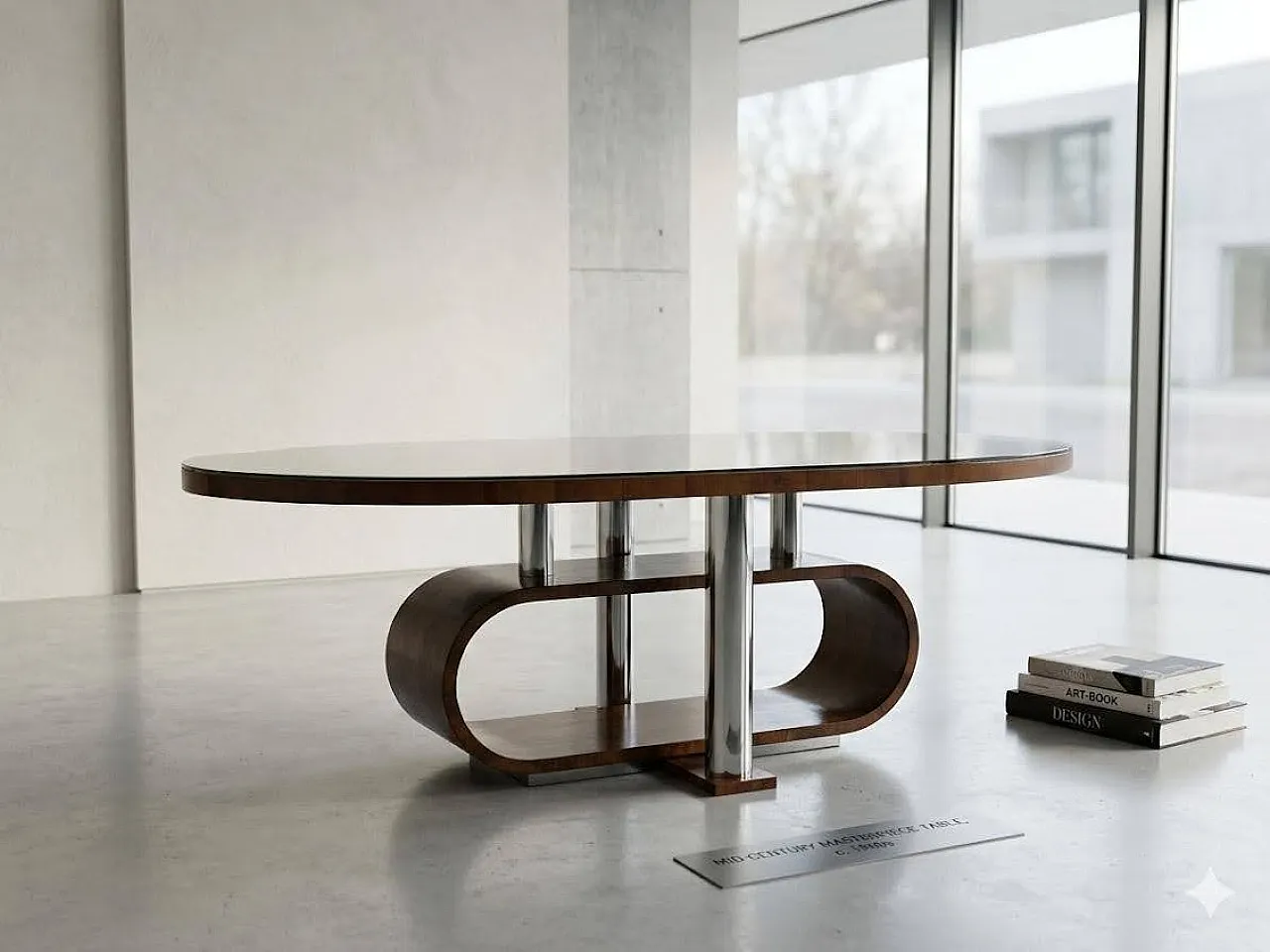 Art Deco table in Walnut and Steel Radic, 1935 9