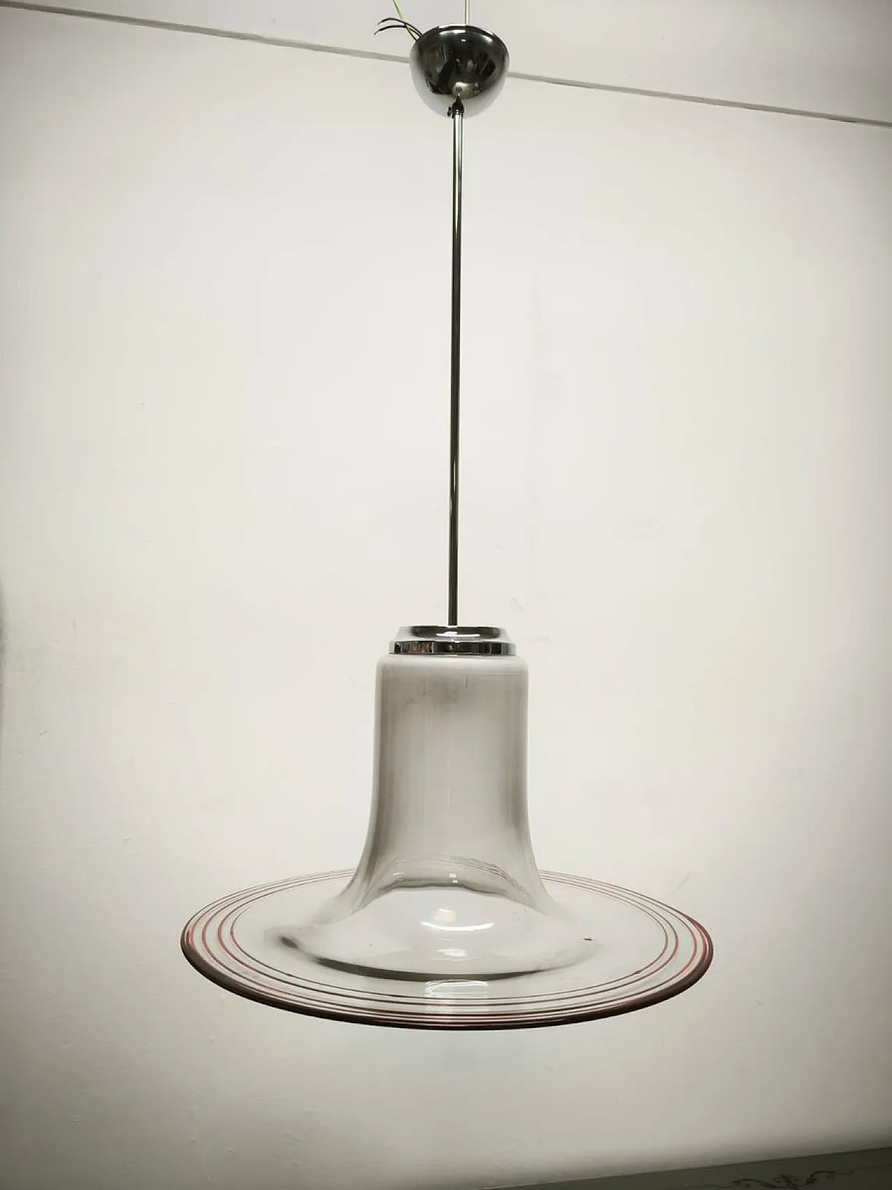 Murano suspension with red stripes, 1970s 1