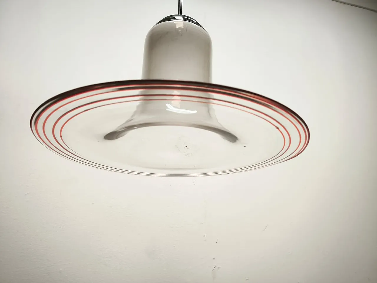 Murano suspension with red stripes, 1970s 2