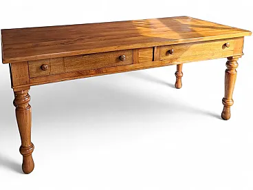 Cherrywood dining table with drawers, late 19th century