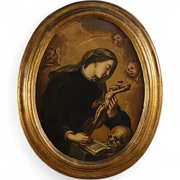 Oval painting of Saint Catherine of Genoa, 17th century