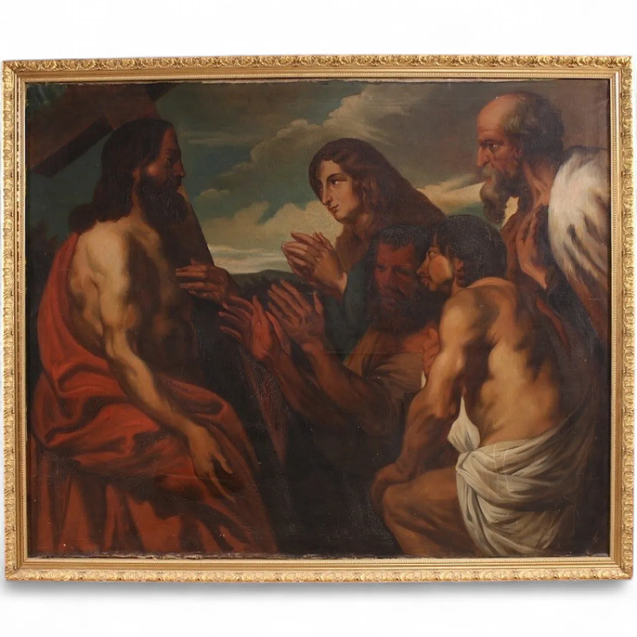 Large Flemish painting from the 19th century, Christ forgives sinners 13