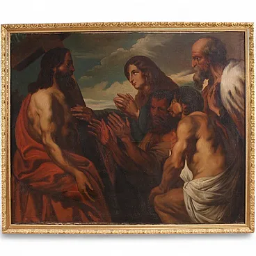 Large Flemish painting from the 19th century, Christ forgives sinners