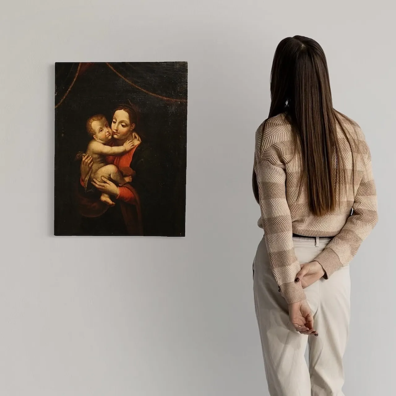 Religious painting, Madonna with child, 18th century 3