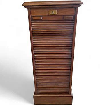 Wooden filing cabinet with shutter from Franzi, 1950s