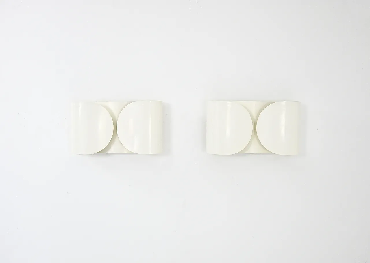 Applique Foglio bianche di Tobia & Afra Scarpa per Flos, anni '60, set di 2 1