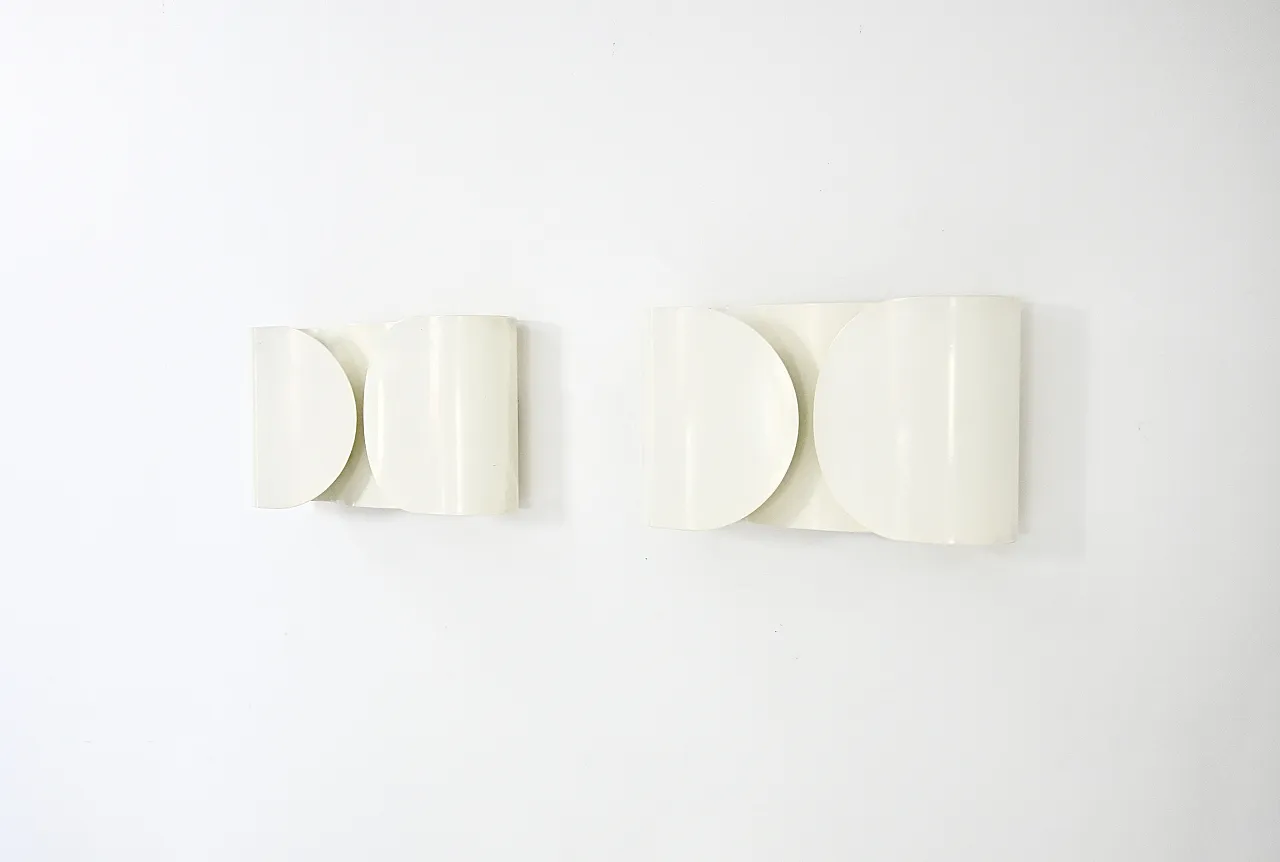 Applique Foglio bianche di Tobia & Afra Scarpa per Flos, anni '60, set di 2 5