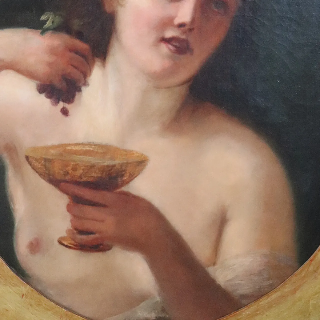 Ancient oil painting on canvas Maenad mythological figure, 19th century 3