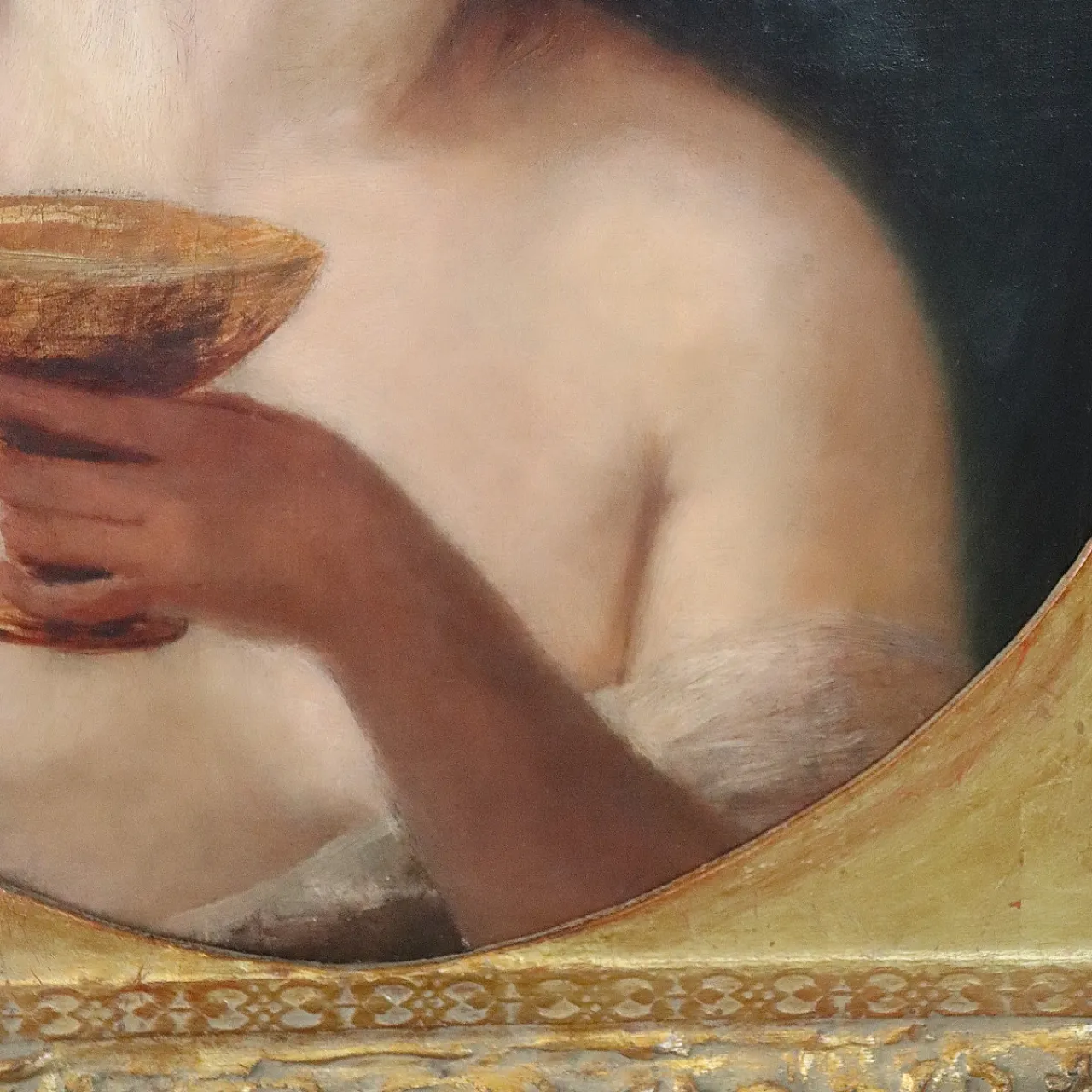 Ancient oil painting on canvas Maenad mythological figure, 19th century 5