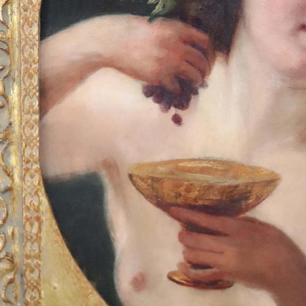 Ancient oil painting on canvas Maenad mythological figure, 19th century 7