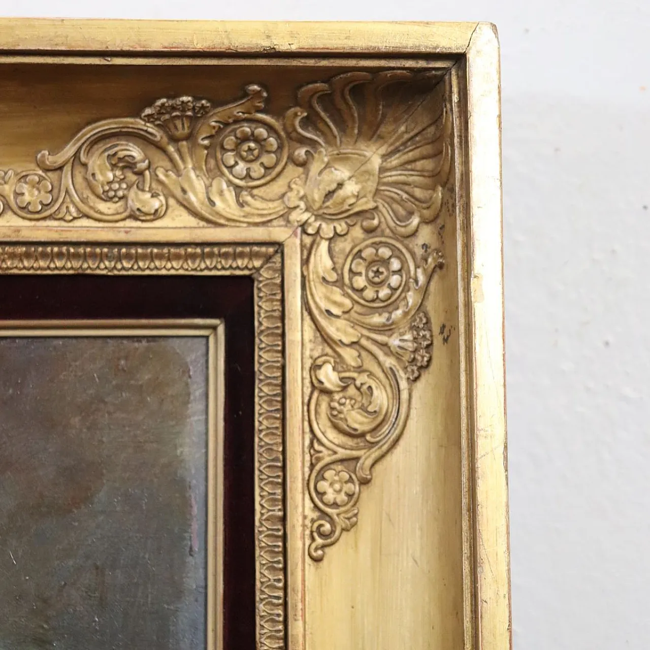 Oil painting on plywood "pensive girl" signed A. Villa, 19th century 11