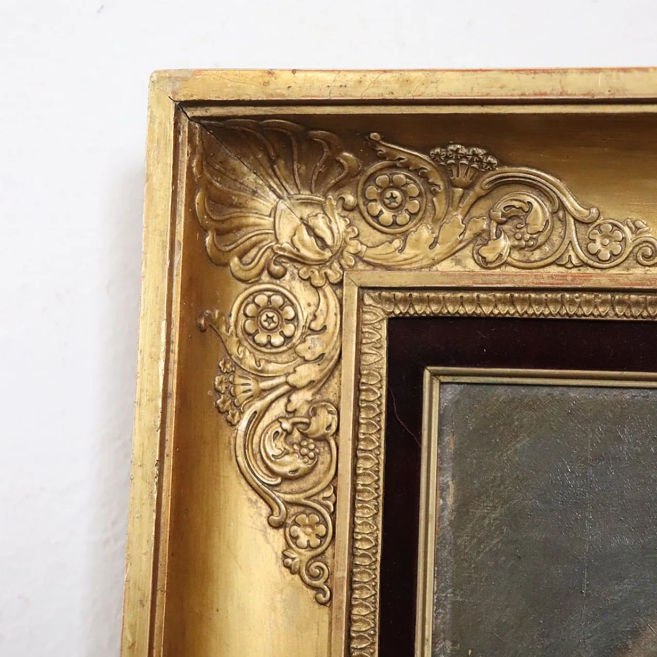 Oil painting on plywood "pensive girl" signed A. Villa, 19th century 14