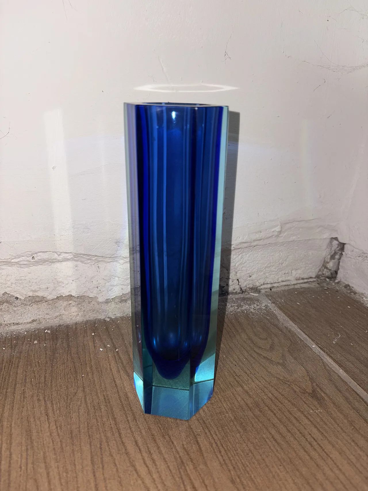 Vaso vetro sommerso blu, anni '50 1