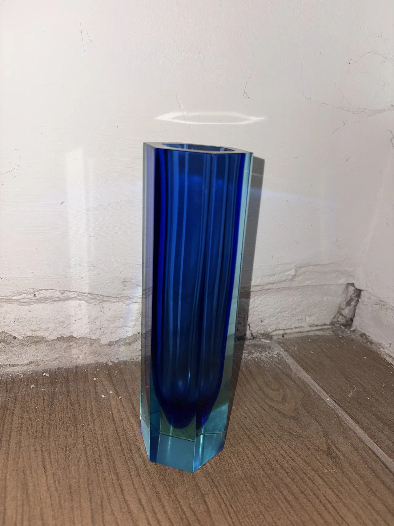 Vaso vetro sommerso blu, anni '50 2