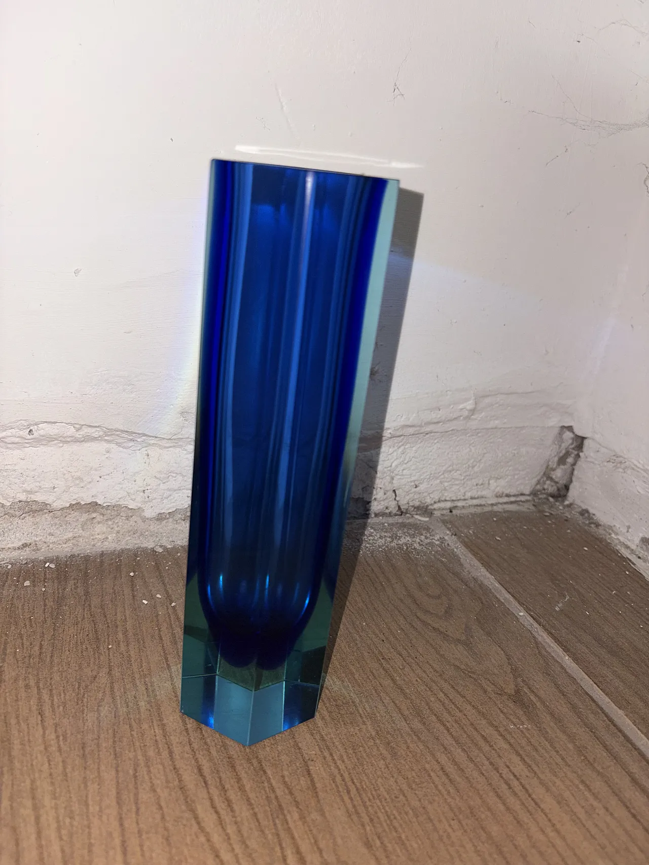 Vaso vetro sommerso blu, anni '50 3