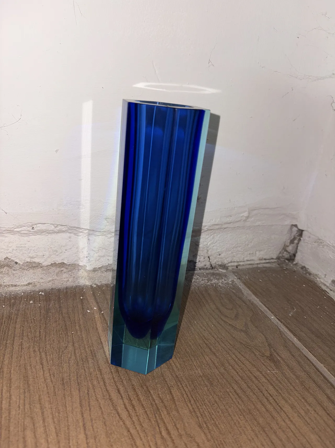 Vaso vetro sommerso blu, anni '50 4