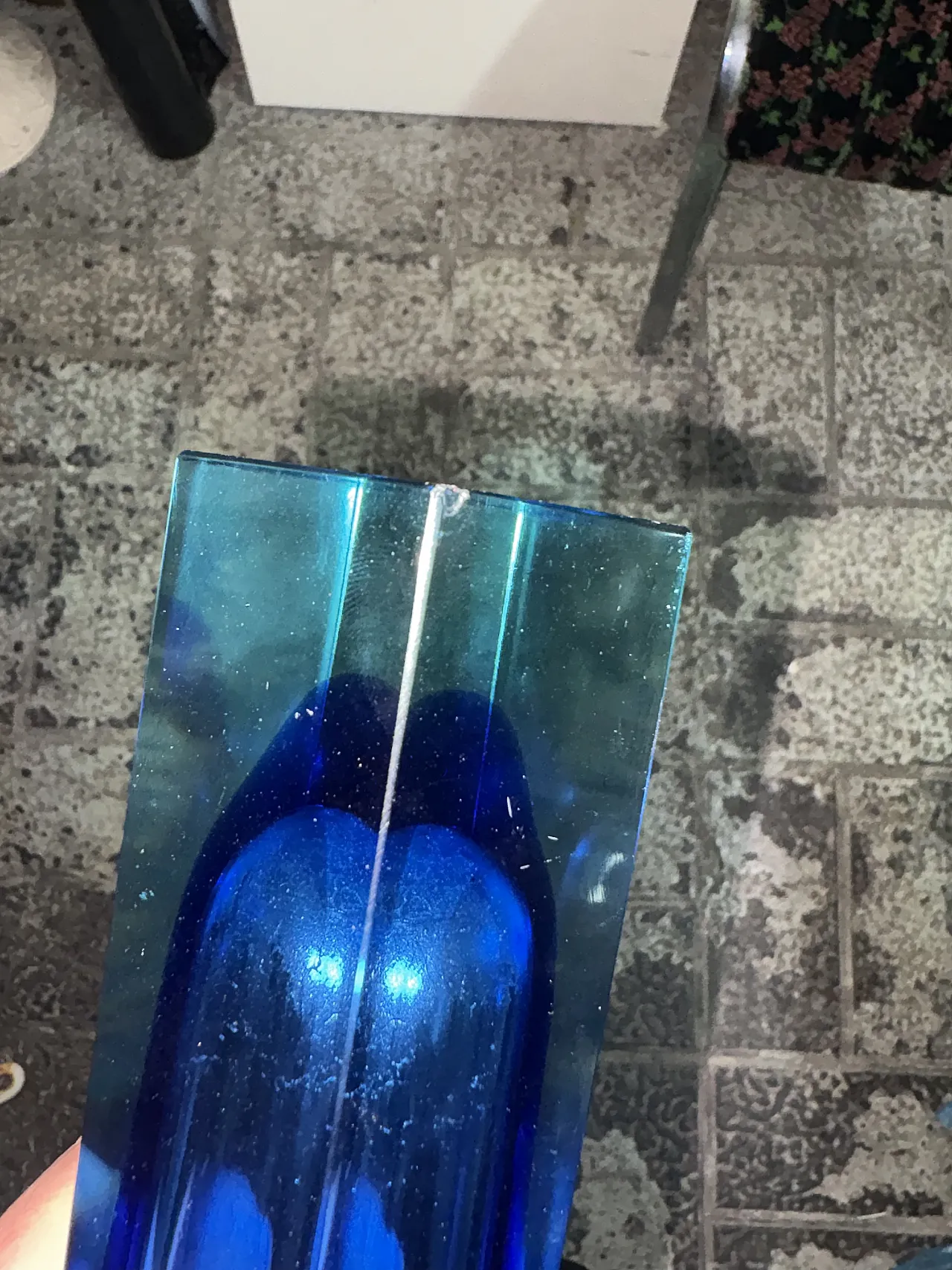 Vaso vetro sommerso blu, anni '50 8