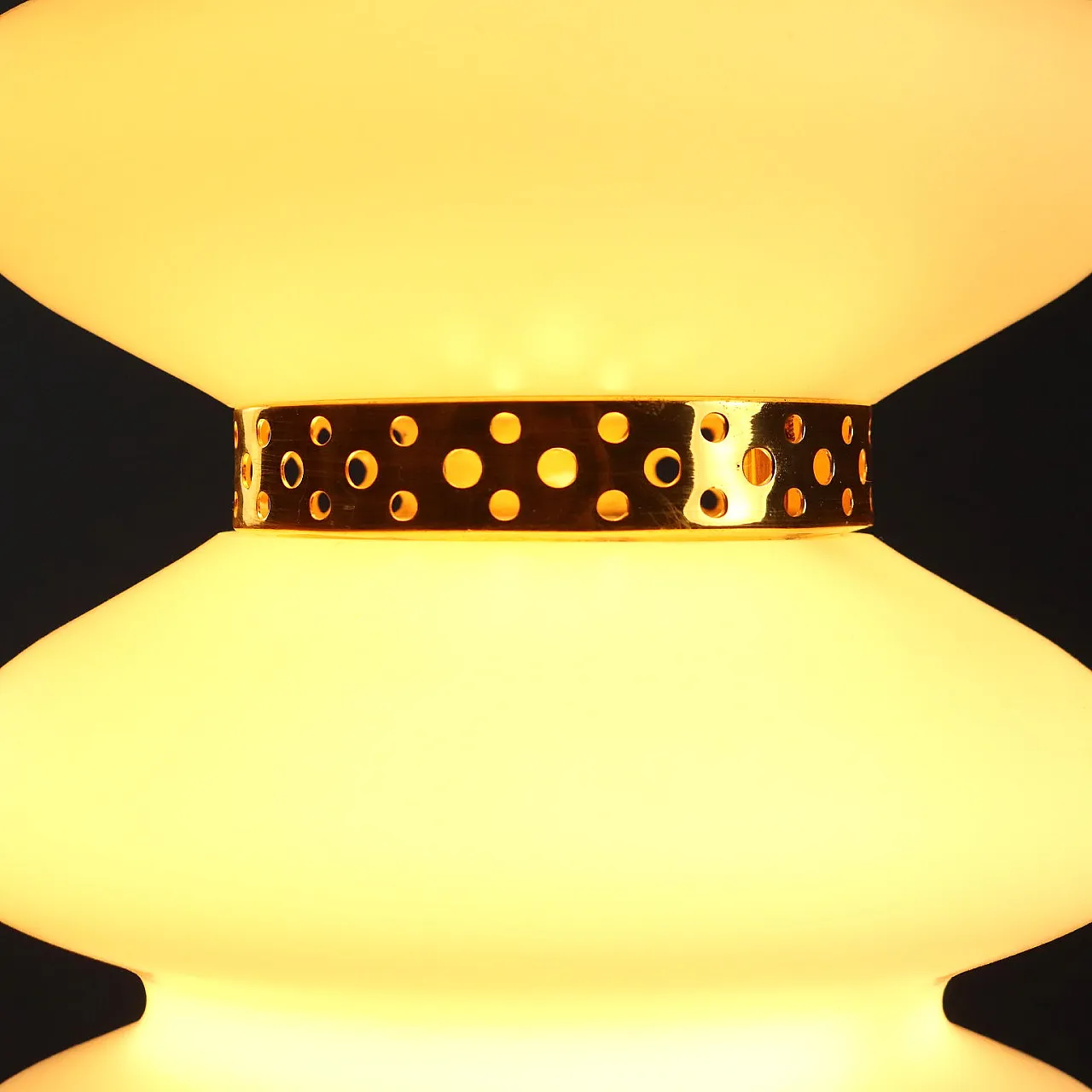 Lampada a sospensione in vetro e ottone, anni '60 4