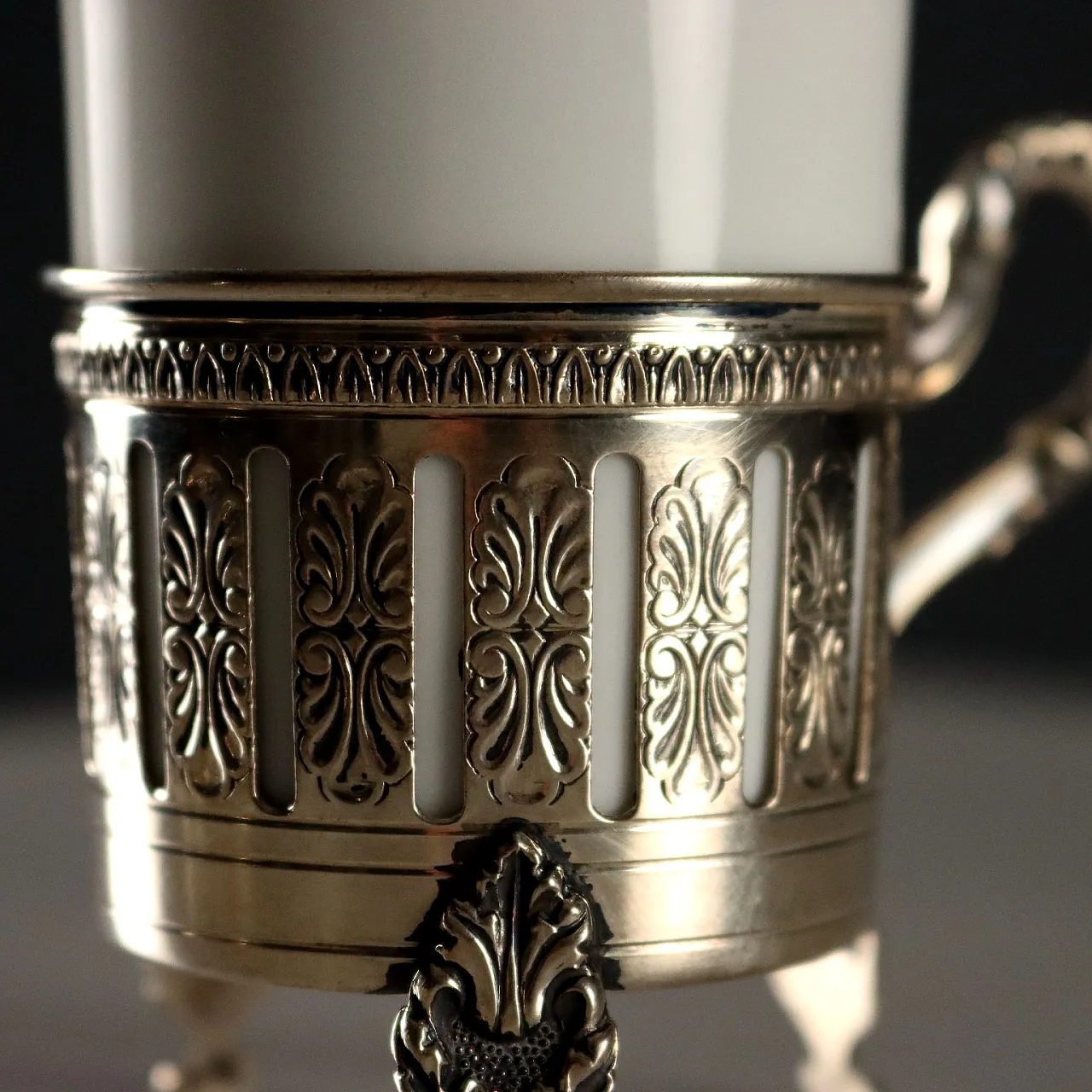 6 Tazzine da caffè in argento e porcellana di Heinrich, '900 5