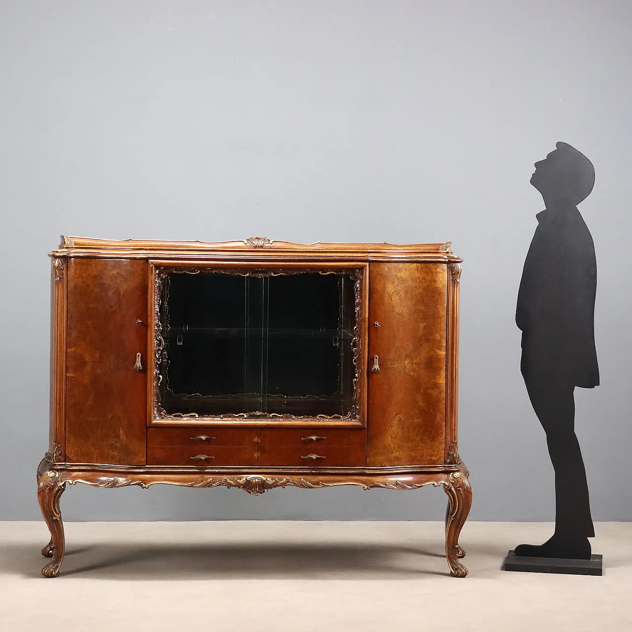 Credenza in stile Chippendale in noce e radica, primo '900 3