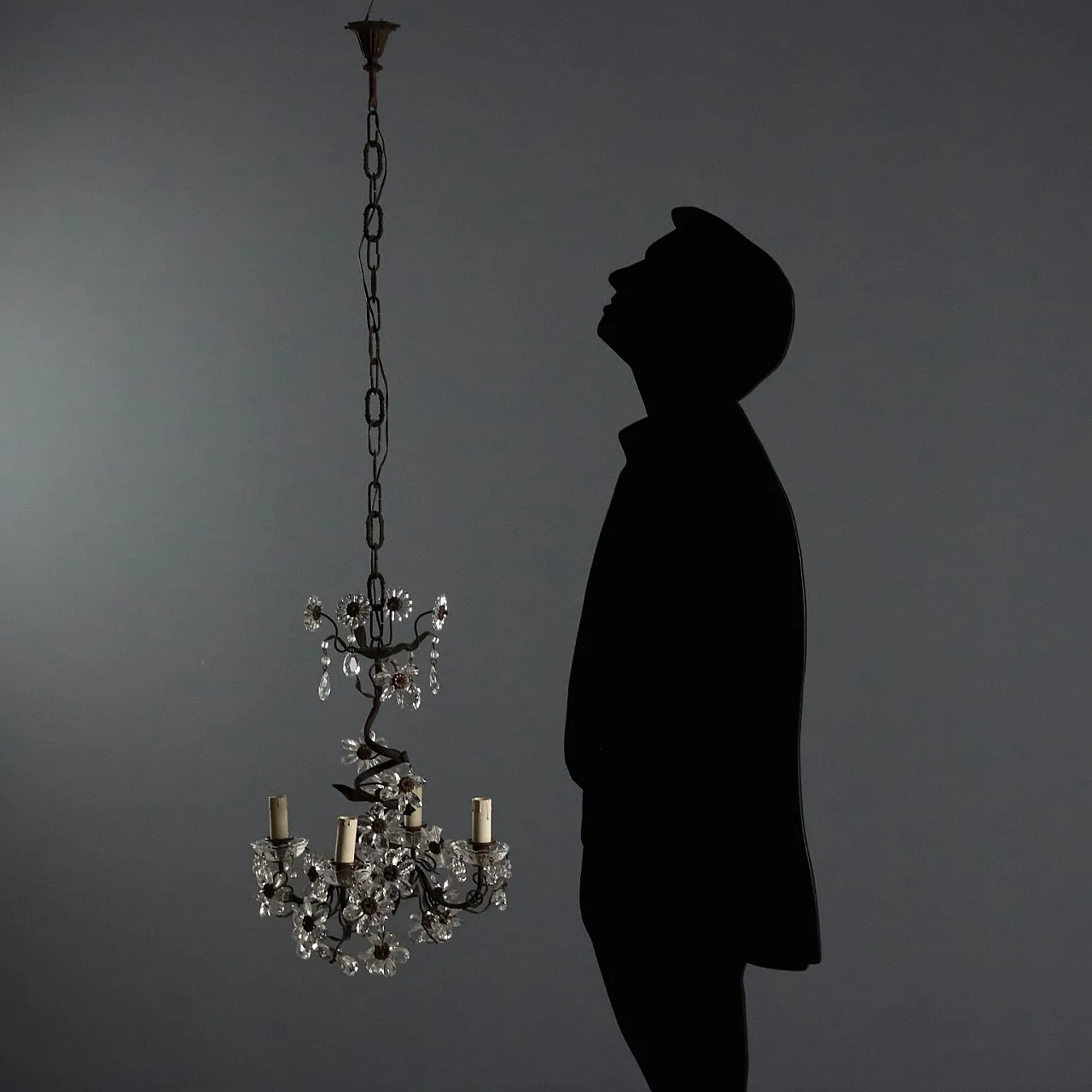 Lampadario in metallo e lamierino, '900 2