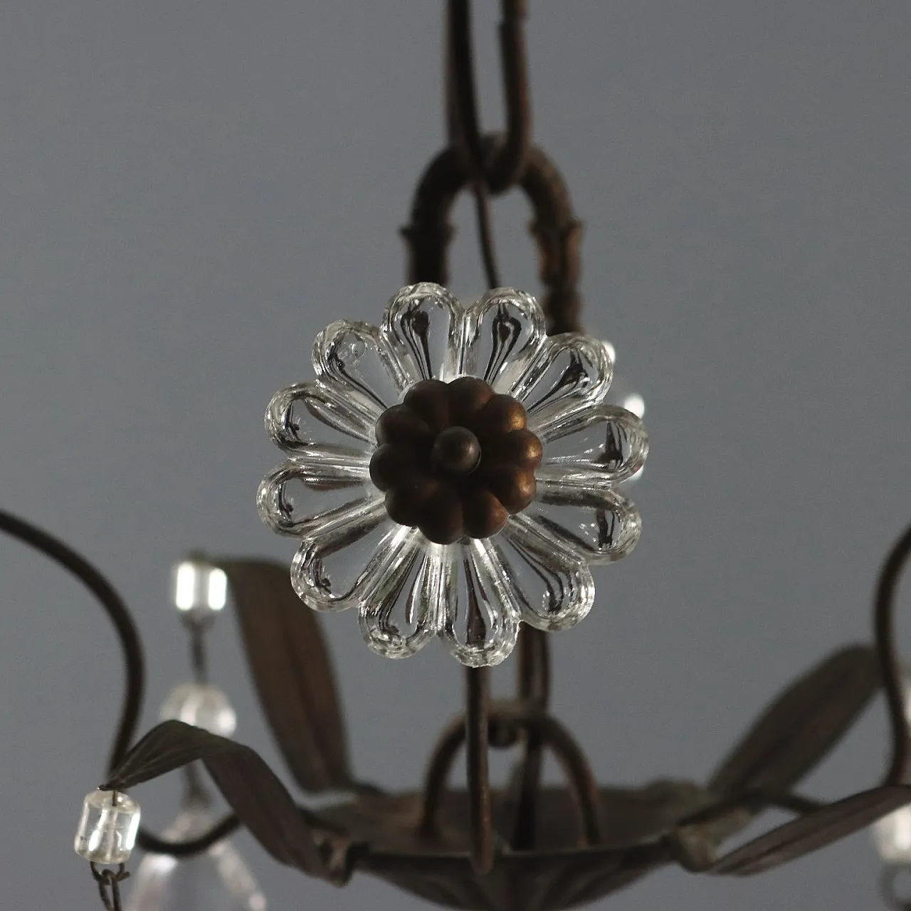 Lampadario in metallo e lamierino, '900 4