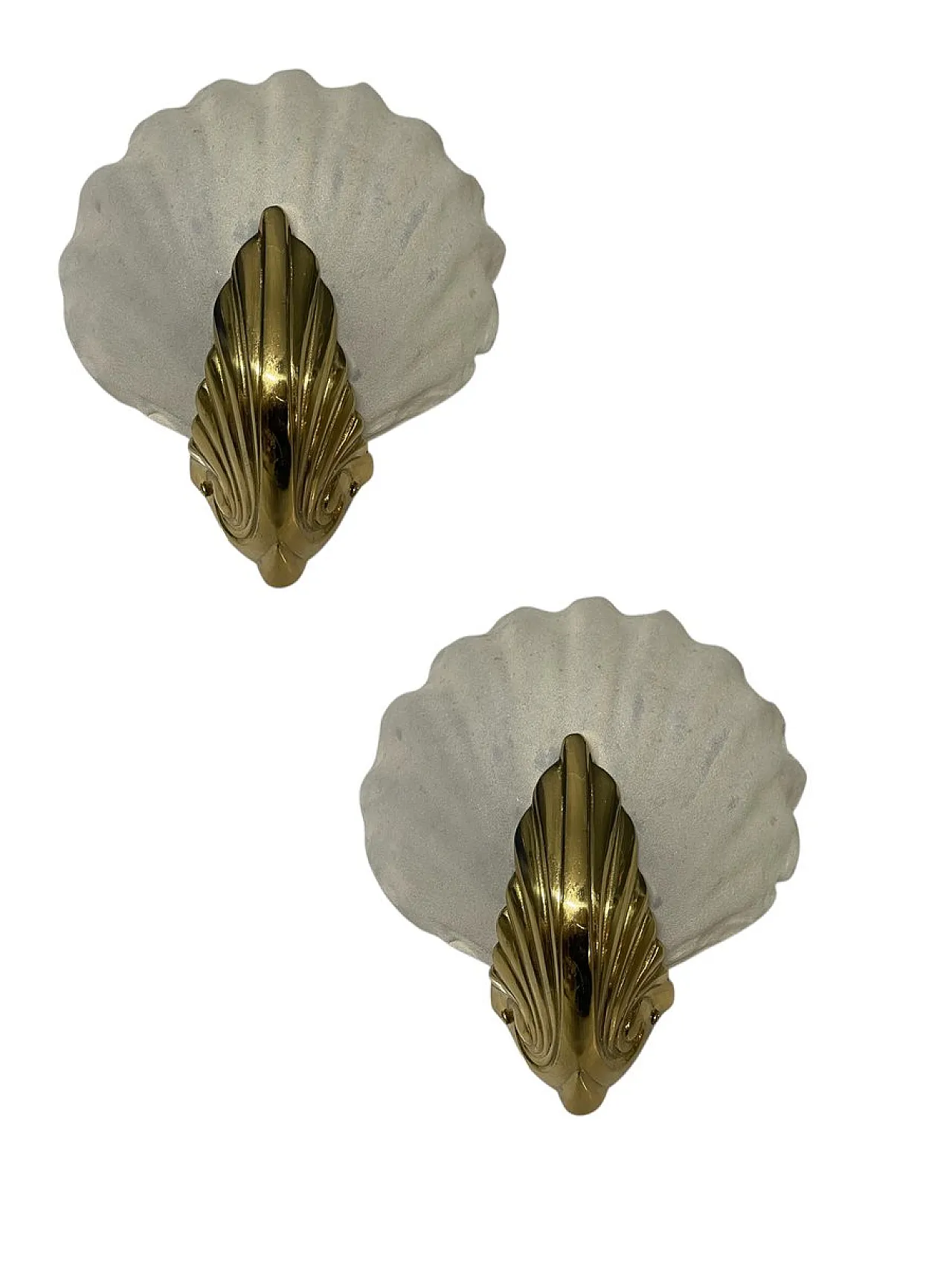 Pair of Italian Murano Glass Shell Sconces, 1960s 1