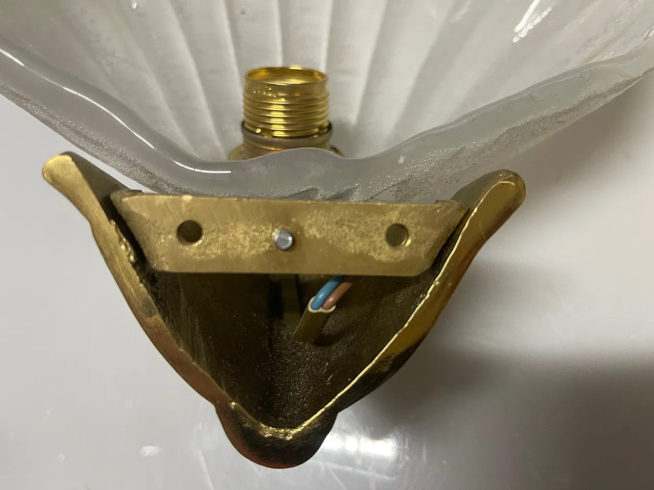 Pair of Italian Murano Glass Shell Sconces, 1960s 3
