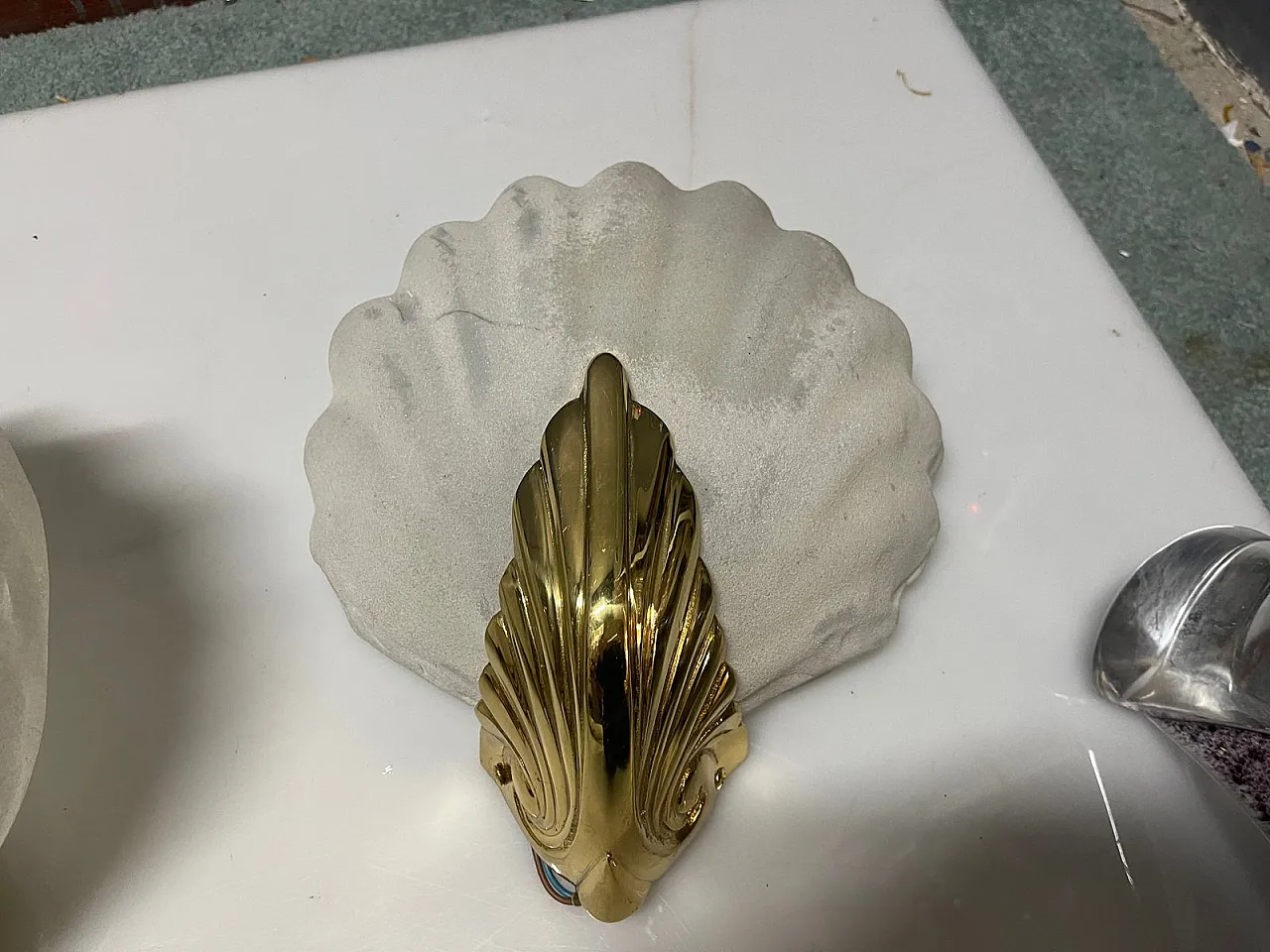 Pair of Italian Murano Glass Shell Sconces, 1960s 5
