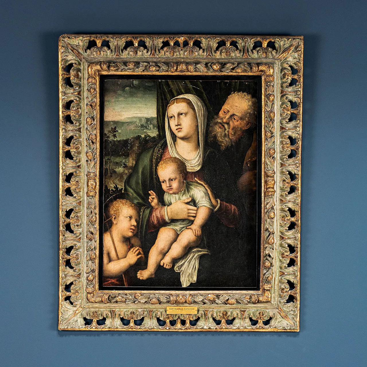 DIpinto con Sacra Famiglia con San Giovannino, olio su tavola, '500 1