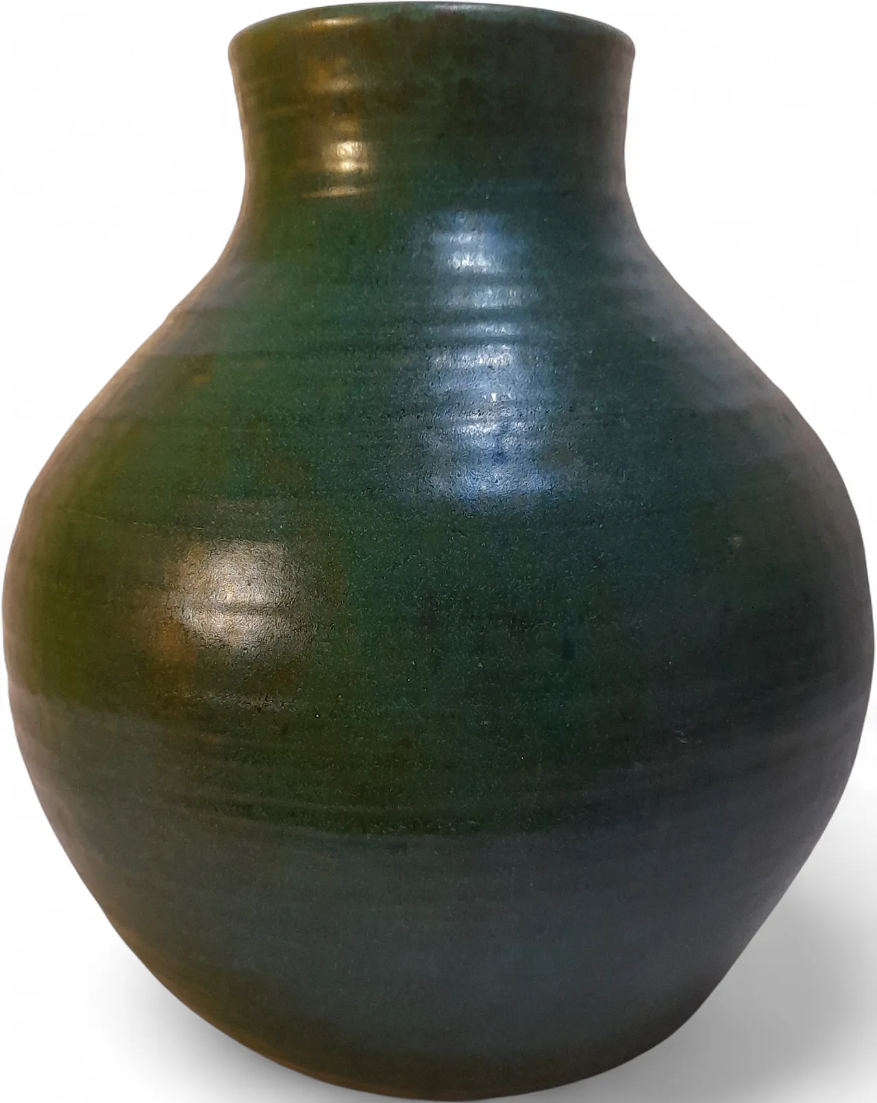 Vaso in terracotta smaltata verde interno nero, anni '70 24