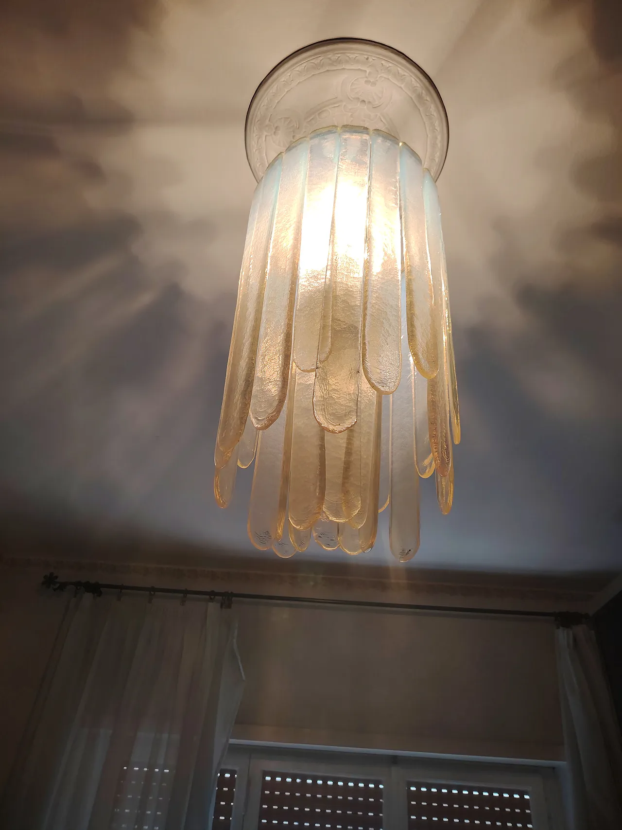 Lampada a sospensione Water Fall di Nason per Mazzega, anni '60 1