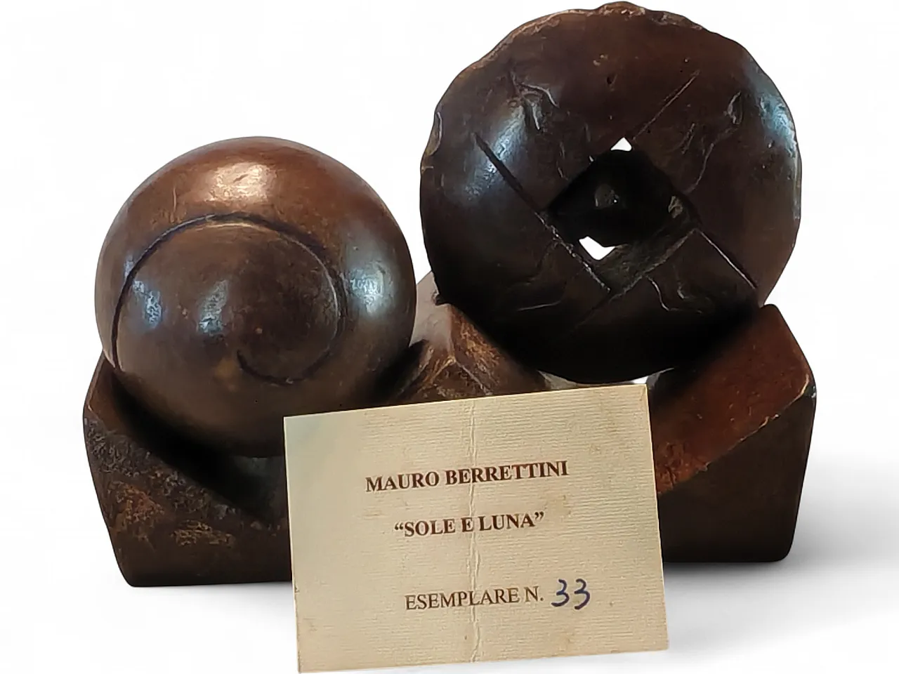Scultura Sole e Luna di Mauro Berrettini bronzo Ed. Limitata, anni '70 5
