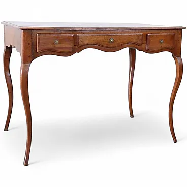 Scrivania antica in legno massello di noce e ciliegio, '700