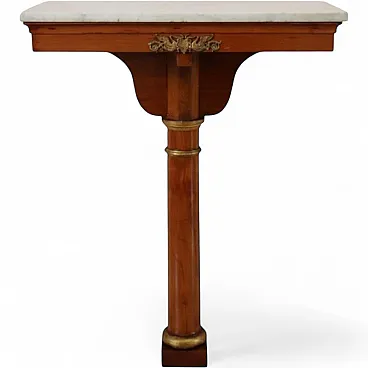 Small antique console in cherry wood and marble top, early 19th century