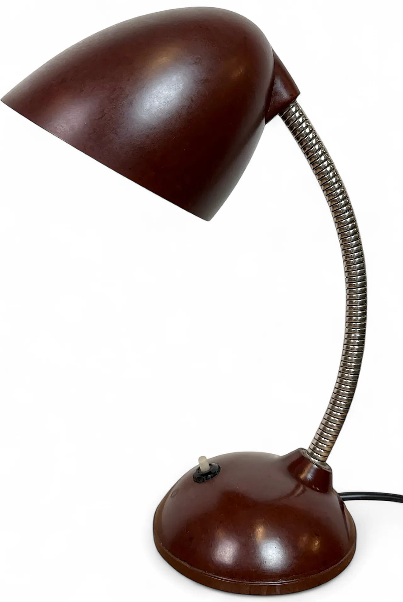 Lampada da tavolo vintage a collo di cigno in bachelite marrone, anni '50 19