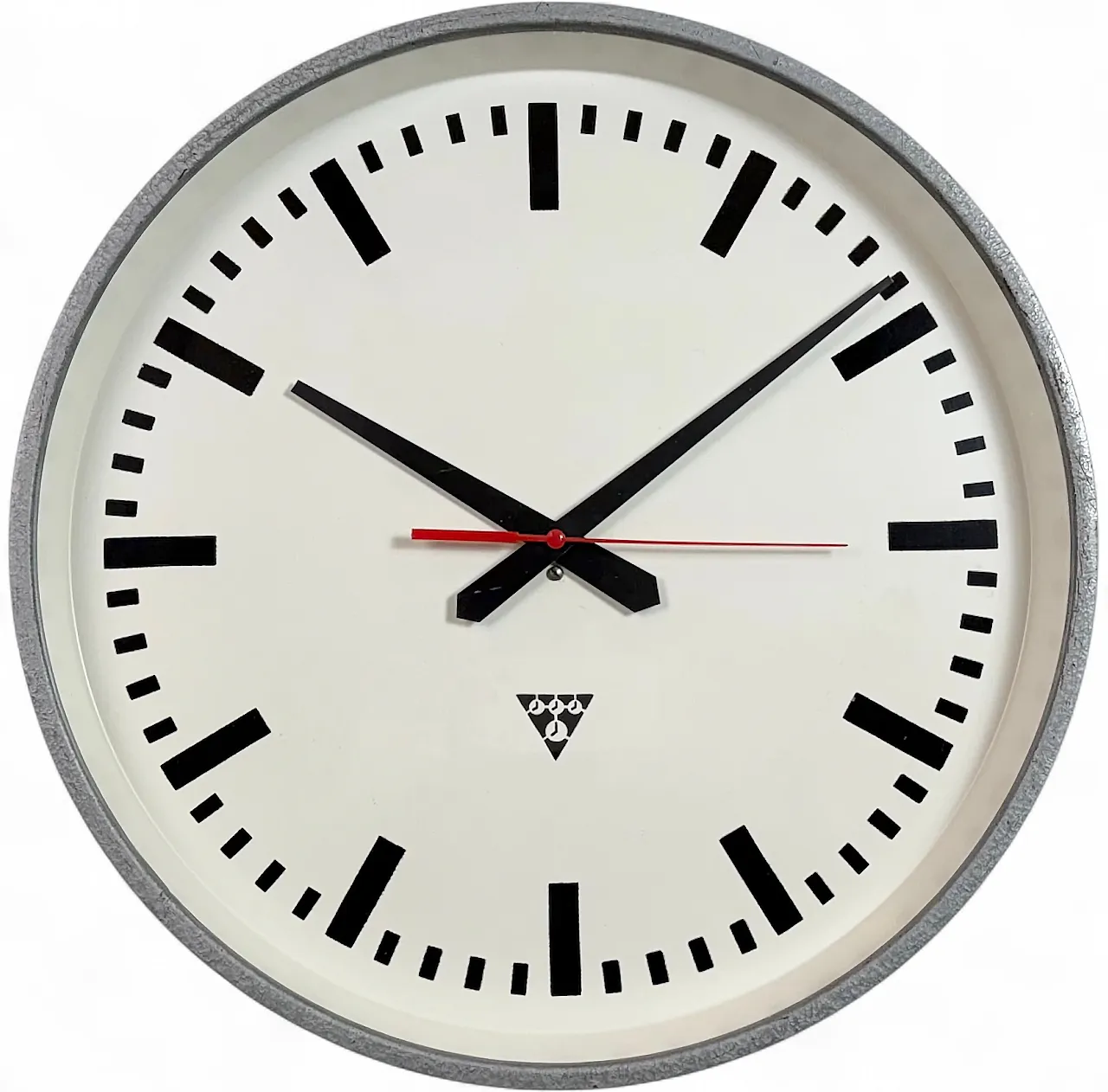 Large Grey Industrial Factory Wall Clock from Pragotron, 1960s 17