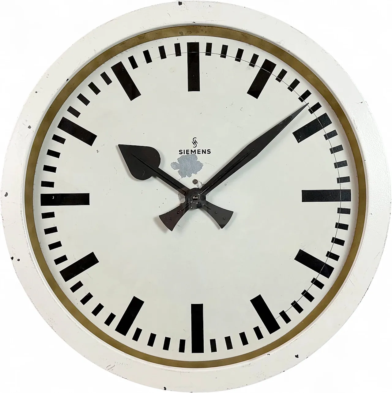 Large White Industrial Factory Wall Clock from Siemens, 1950s 20