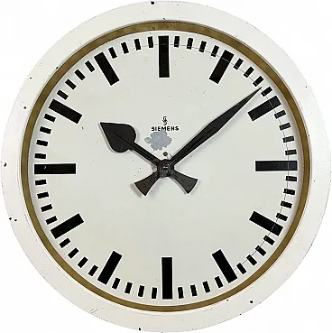 Large White Industrial Factory Wall Clock from Siemens, 1950s